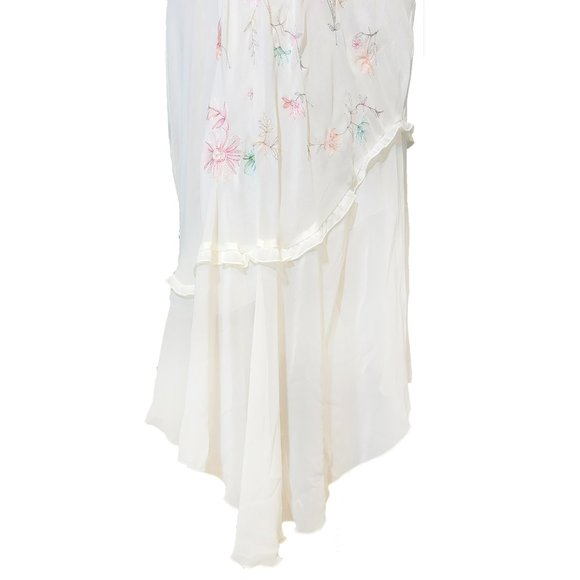 💕 New Vintage White Floral Embroidered Linea Donatella Slip Chemise & Robe Set - Picture 13 of 15